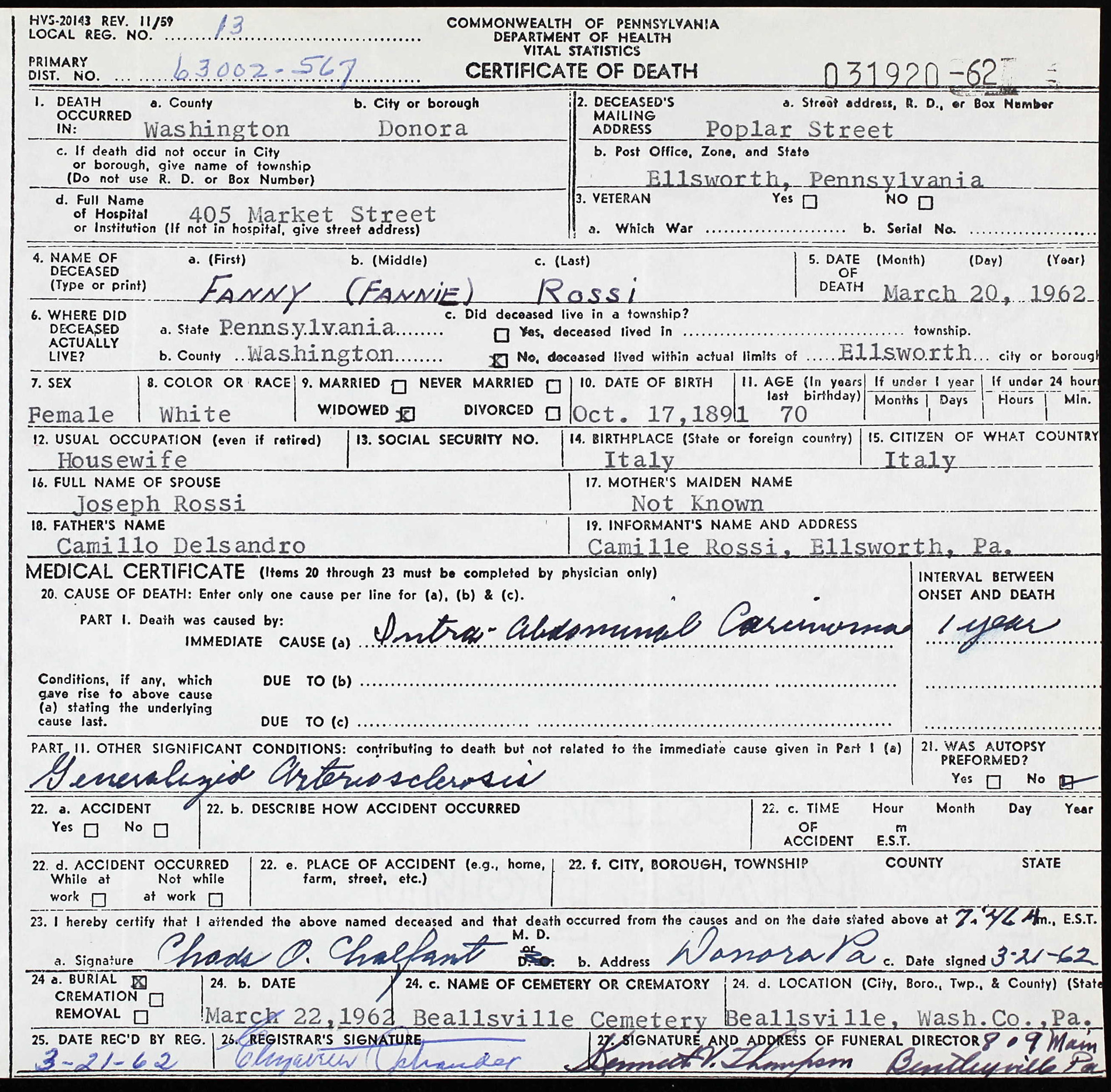 death certificate